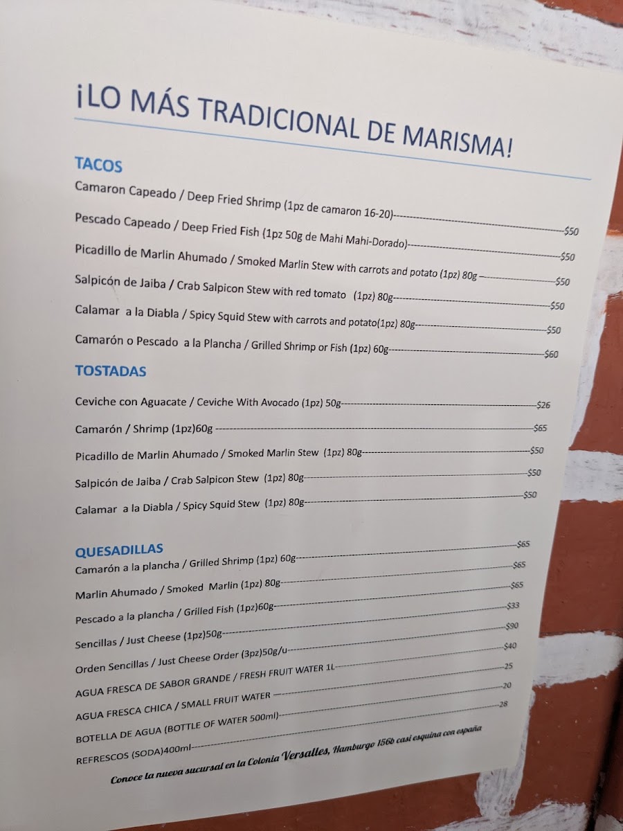 MARISMA FISH TACO zona romantica Menu - Image 3
