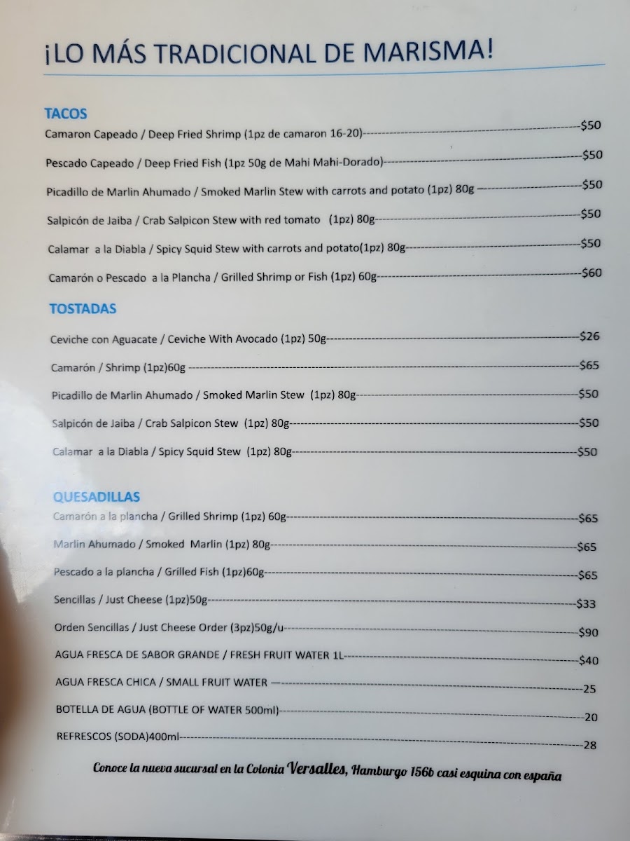 MARISMA FISH TACO zona romantica Menu - Image 5